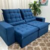 Sofá Retrátil Reclinável Small 2.00m – Azul Veludão