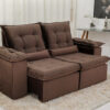 Sofá Retrátil Reclinável Madri 2.00m Veludo Marrom 19 – D28 Soft