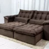 Sofá Retrátil Reclinável 2.30m Ipanema Veludo Marrom