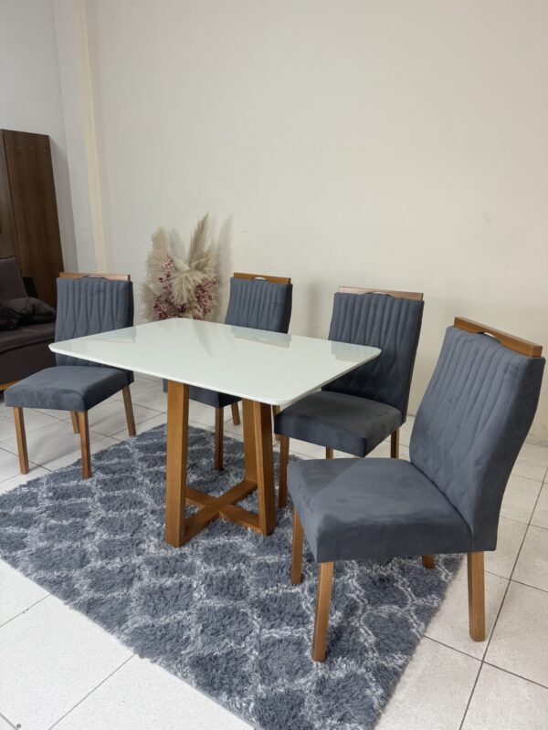 Alternative view of Mesa Pedro 120x80 off white com 4 cadeiras Genova cinza grafite