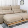 Sofá Retrátil Reclinável 2.50m Ibis Linho Bege 1006 - D33 e Molas Ensacadas