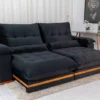 Sofá Retrátil Reclinável Ibis 2.50m Veludo Preto 820 - D33 e Molas Ensacadas