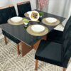 Mesa lós angeles 120x90 tampo preto com cadeiras preto