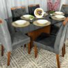 Mesa lós angeles 160x90 tampo preto com cadeiras cinza