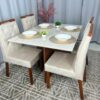 Mesa lós angeles 120x90 off white com cadeiras bege