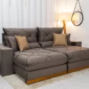 Eu Sofá Retrátil Reclinável Gran Bello 2.50m Veludo marrom  - D33 e Molas Ensacadas