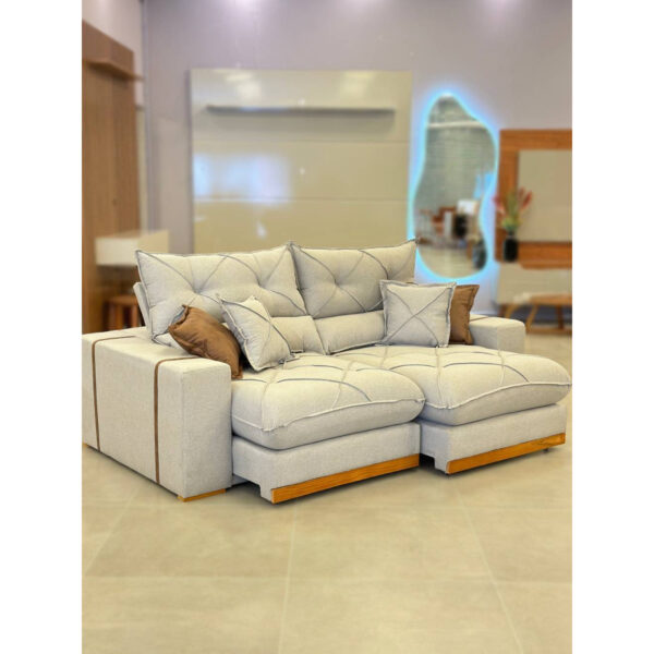 Sofá Retrátil Reclinável Gran Bello 2.50m Linho Cinza - D33 e Molas Ensacadas
