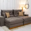 Sofá Retrátil Reclinável 2.30m Gran Bello Veludo Marrom – D33 e Molas Ensacadas