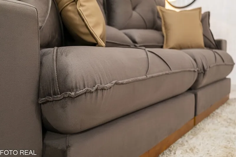 Sofá Retrátil Reclinável 2.30m Gran Bello Veludo Marrom – D33 e Molas Ensacadas - Imagem 5