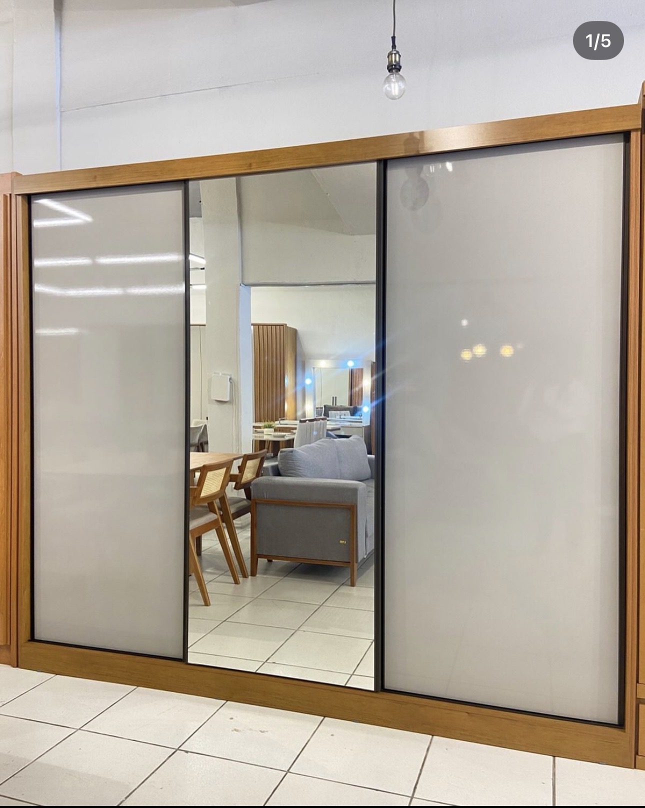 Roupeiro 3 Pts 8 Gav. Sollo Plus c/Espelho 100% MDF Cumaru/Fendi Larg. 2.73m Novo Horizonte - Imagem 6