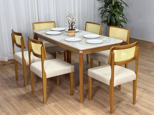 Alternative view of Mesa de Jantar Alegra c/Vidro 1.60×0.80 c/6 Cadeiras Fortaleza