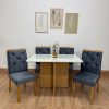 Mesa de Jantar Moscou 1,20 x 0,80 com 4 Cadeiras Jasmim veludo